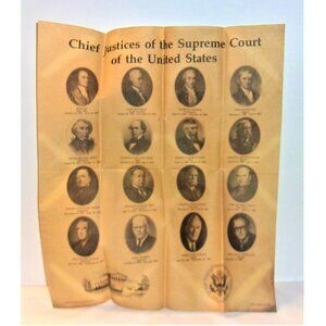 Poster Print Chief Justices of the U.S. Supreme Court on Antiqued Parchment 1990